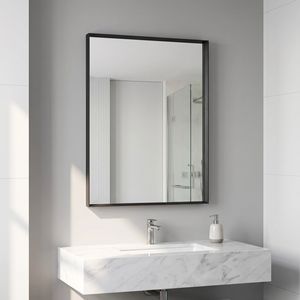 Specchio da Bagno Rettangolare Nero 22"x30" con Cornice Profonda per Vanità - Product Image 4