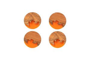 FAIZA CRAFT Sous-verres ronds 3D faits main en bois et résine, modèle avec incrustation de feuille d'or, protection pour boissons, décoration de table et accessoires - Product Image 3