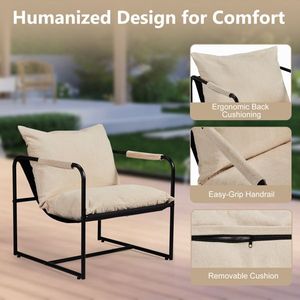 30*30*27.5inch Off-White Oxford Cloth <b>Cushion</b> <b>for</b> Courtyard Iron <b>Garden</b> <b>Sofa</b> - Product Image 4