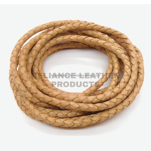 Cordón de Cuero Trenzado Redondo Natural de 4 mm para Todo Uso, Suministro para Joyería, Moda, Manualidades y Fabricación - Product Image 2