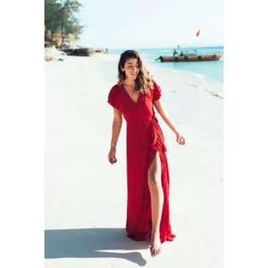 Elegancia: Nuestra Impresionante Colección de Vestidos Boho Diseñados para Almas Libres, Vestido Maxi Casual Rojo de Verano 100% Hecho a Mano - Product Image 3