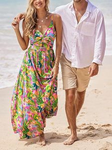 Vestido largo para mujer con estampado floral, cuello en V retorcido, sin mangas, vestido largo informal de verano - Product Image 4