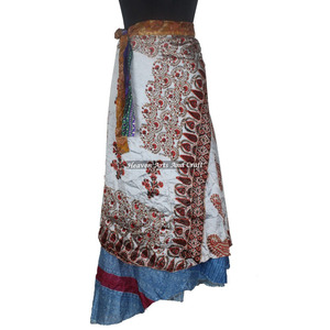 Nueva Falda Envolvente de Seda Vintage, Pareo de Playa, Traje de Baño Reversible de Dos Capas, Falda Envolvente de Seda de Diseñador Indio - Product Image 1