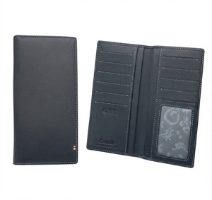 [In Stock] [Retail Price] Castello Genuine Nubuck Leather Open Closure Polyester Long <b>Wallet</b> Unisex Black <b>Brown</b> RFID Characters - Product Image 1