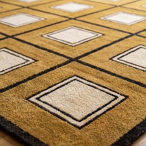 Tapis géométrique à motif carré moutarde, tapis moelleux moderne de luxe, tapis tufté pour salon, chambre à coucher, tapis décoratif pour le sol, style maison - Product Image 3