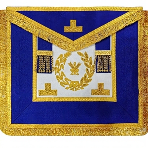 Delantal de Asistente Secretario de la Gran Oficina de la Francmasonería con flecos dorados, ropa de lujo bordada a mano para logia. - Product Image 5