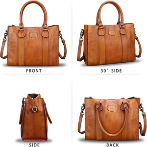 Bolso de Mano de Cuero Genuino para Mujer, Marca Leather Spot, con Correa Desmontable, Bolsillo para Teléfono Celular, Estilo Vintage, Portátil y Elegante - Product Image 5