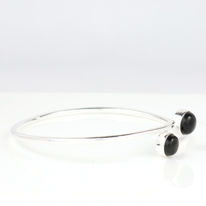 Best Selling 925 Sterling <b>Silver</b> Natural Black Onyx Cuff <b>Bracelet</b> Minimalist Handmade Gemstone <b>Bangle</b> Jewelry for Women - Product Image 4