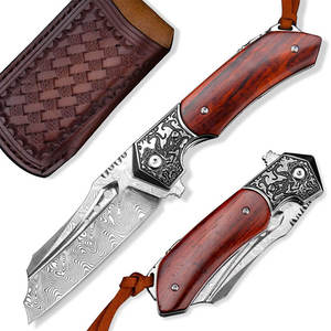 Cuchillo de Caza de Hoja Fija de Acero de Damasco con Mango de Madera, Grado Industrial Resistente, OEM, Punta Caída, para Uso en Camping - Product Image 1