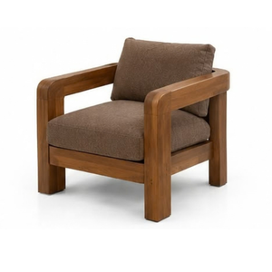 Solid Teak <b>Wood</b> <b>Sofa</b> and Armchair Set with Rectangular Coffee Table for Hotel Lounge and Living Room Furniture - Product Image 5