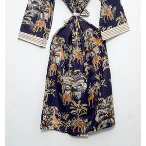 100% Cotton Kimono Robes Pure Cotton Kimono Hand Block Printed Floral Cotton Kimono <b>Shower</b> Robe in Wholesale price for sleep - Product Image 6