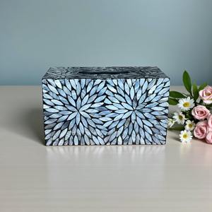 Cubierta Rectangular para Caja de Pañuelos con Incrustaciones de Madreperla y Patrón Floral de Copos de Nieve, Ideal para Decoración de Mesa y Mostrador de Lujo - Product Image 2