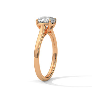 Anillo de Oro Rosa de 14k Más Vendido con Diamante Cultivado en Laboratorio de Corte Cojín de 4 Puntas, Diseño Encantador, Certificado GRA, Perfecto para Chicas - Product Image 2