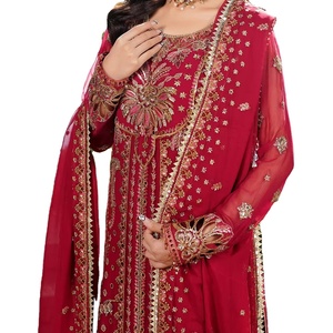 เดรสผ้าชีฟองสไตล์อิสลามสำหรับผู้หญิงชุดปาร์ตี้สไตล์ปากีสถาน - Product Image 1