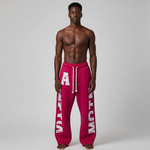 <b>Custom</b> New Design Gray Baggy Pants Wide Leg Straight Sweatpants <b>Balloon</b> Heavy Cotton Sweatpants Mens Jogger Sweatpants 2026 - Product Image 3