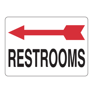 Panneau de signalisation Brady pour toilettes, flèche gauche, intérieur/extérieur, panneau directionnel en PVC - Product Image 1