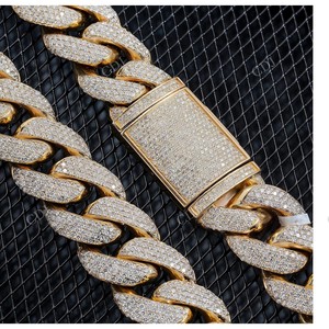 Cadena cubana de moissanita VVS de 25 mm y 24 pulgadas, chapada en plata de ley, súper brillante, estilo hip hop, joyería para hombre, venta al por mayor - Product Image 4