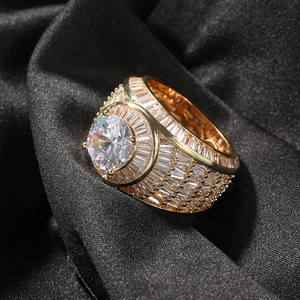<b>Iced</b> Out Chunky Dome Engagement <b>Ring</b> Hip Hop Baguette & Round Cut Moissanite Diamond Statement <b>Ring</b> Unisex Streetwear Jewelry - Product Image 5