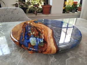 New Look Epoxy Resin <b>Cake</b> <b>Stand</b> with Resin Sky Blue Color and Designing Golden for Wedding Party Decorate <b>Cake</b> <b>Stand</b> - Product Image 3