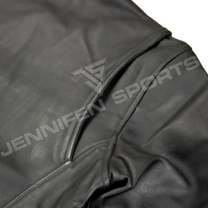 Veste en cuir courte d'hiver personnalisée à demi-manches, faite à la main, pour club moto, respirante avec doublure intérieure en polyester - Product Image 3