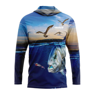 Performance Solid Casual Fishing Shirts Custom Sublimated Quick Drying UPF50+ UV Protection Long Sleeve <b>Hoodie</b> - Product Image 5