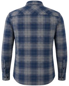 Camisa de Franela a Cuadros Azul Gris para Hombre, Estilo Casual, Corte Ajustado, con Botones, Manga Larga, de Algodón, Moda Urbana - Product Image 3