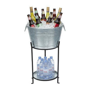 Bañera para bebidas de acero galvanizado al por mayor con soporte, cubitera metálica, enfriador de bebidas para fiestas, bodas y uso en bares domésticos, en oferta. - Product Image 1