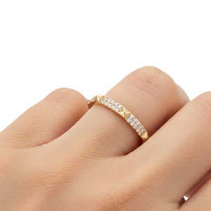 Nouveautés Minimalistes : Bague de Promesse en Or Massif 9K 10K 14K 18K avec Double Rangée de Diamants de Laboratoire Brillants et Clous Décoratifs - Product Image 6
