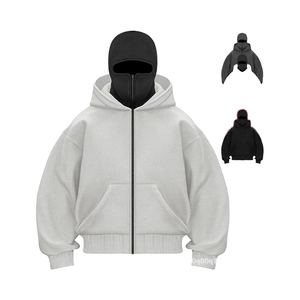 Nouveau pull transfrontalier à fermeture éclair avec double capuche, panneau lumineux DIY, unisexe, automne-hiver, sweat à capuche pour couple, polaire imperméable - Product Image 1