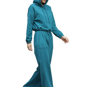 Ensemble de survêtement décontracté 2 pièces léger et uni pour femme, 100 % coton, écologique et respirant, idéal pour la maison ou la salle de sport - Product Image 3