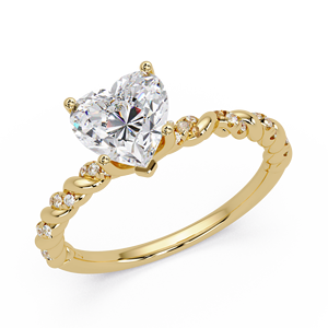 Bague de fiançailles en or pur 14 carats avec diamant de laboratoire taille cœur 1,00 carat certifié IGI, bande pavée torsadée, cadeau d'anniversaire - Meilleure vente - Product Image 2