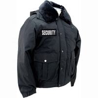 Veste bomber d'hiver de haute qualité pour agents de sécurité PRIMEFIELD ENTERPRISES, noire, 100% coton, col en fourrure, fermeture éclair, uniforme