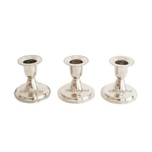 Set of 3 Decorative Metal <b>Taper</b> <b>Candle</b> Holder for Tabletop Home Lighting Decoration Silver Finished <b>Candle</b> <b>Taper</b> - Product Image 1