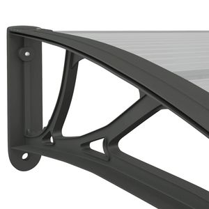 Auvent de porte en polycarbonate transparent noir, ABS et aluminium pour abri solaire extérieur - Product Image 5