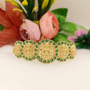 Brazalete Lakshmi, Joyería Tradicional del Templo del Sur de la India, Brazalete Nupcial con Forma de Bola, Chapado en Oro Rosa, Estilo Vintage para Bodas Indias - Product Image 2