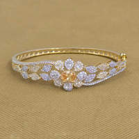 Bracelets et bracelets de mode Kada ouvrable avec placage à 2 tons et accent de zircone cubique