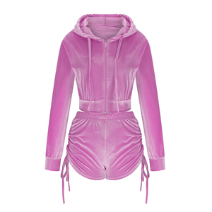 Ensemble 2 pièces pour femme 2026 – Tenue d'été en velours : T-shirt à manches courtes 100 % coton et short en velours pour femme - Product Image 5