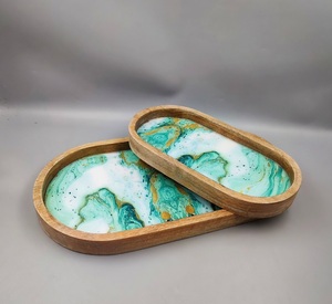 Eco Materials Wooden Serving <b>Tray</b> Platter With Enamel Printed Design Personalized For Restaurants <b>Breakfast</b> <b>Tray</b> Households Item - Product Image 1