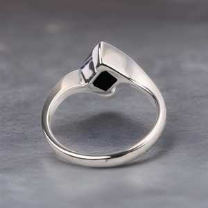 Princess Cut Black <b>Onyx</b> Engagement Ring Vintage Unique Rose Gold Princess Cluster Bypass Dainty Wedding Ring - Product Image 5