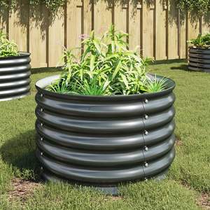 Bac à légumes surélevé en acier galvanisé gris, de taille moyenne et durable, pour aménagement de jardin - Product Image 1