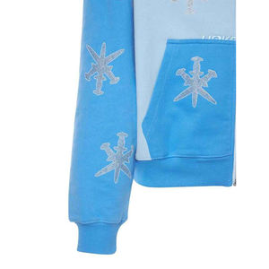 Sweat à capuche zippé imprimé personnalisé motif épée croisée, 100% coton molletonné, bicolore, streetwear, avec graphique en strass, vente en gros - Product Image 6