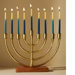 Ménorah en métal faite à la main, chandelier juif Hanukkah à 9 branches, porte-bougie, décoration de table, cadeau religieux, vente en gros - Product Image 4