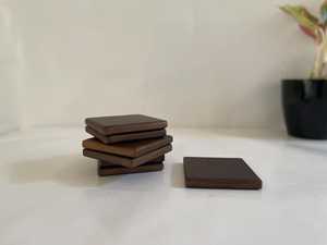 Teak Wood <b>Coasters</b>: Minimalist Walnut Finish Black <b>Drink</b> <b>Coasters</b> - Product Image 5