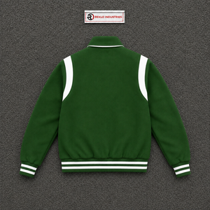 Veste universitaire en satin vert personnalisée avec panneaux d'épaule blancs, veste de baseball de qualité supérieure pour hommes et femmes, style universitaire classique - Product Image 6