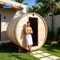 Sauna de Barril para Exteriores de Gran Capacidad para 6 Personas, Casa de Bienestar Prefabricada de Madera con Puerta de Vidrio, Alto Rendimiento, Suministro Directo