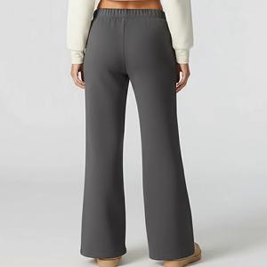 Pantalones Casuales Acampanados Negros de Cintura Media con Cremallera Dear-Lover al por Mayor, 100% Algodón Ecológico, Color Sólido, para Mujer - Product Image 2