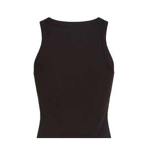 RAZERS IMPEX Camiseta sin mangas informal de punto acanalado elástico transpirable sin costuras de color negro liso de secado rápido para mujer - Product Image 4