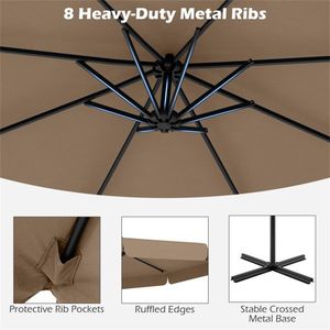 Ombrellone a braccio da 3 metri color tortora con base elegante per spazi esterni - Product Image 5