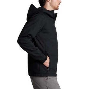Veste en polaire à capuche noire pour homme, coupe régulière, fermeture éclair, couleur unie, coupe-vent, vêtements d'hiver, coque en polyester, style décontracté - Product Image 5