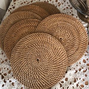 High Quality Eco-friendly Woven Straw <b>Mat</b> Bamboo Coasters Set Unique Rattan Placemat for Home Hotels Weddings Classic Decorative - Product Image 4